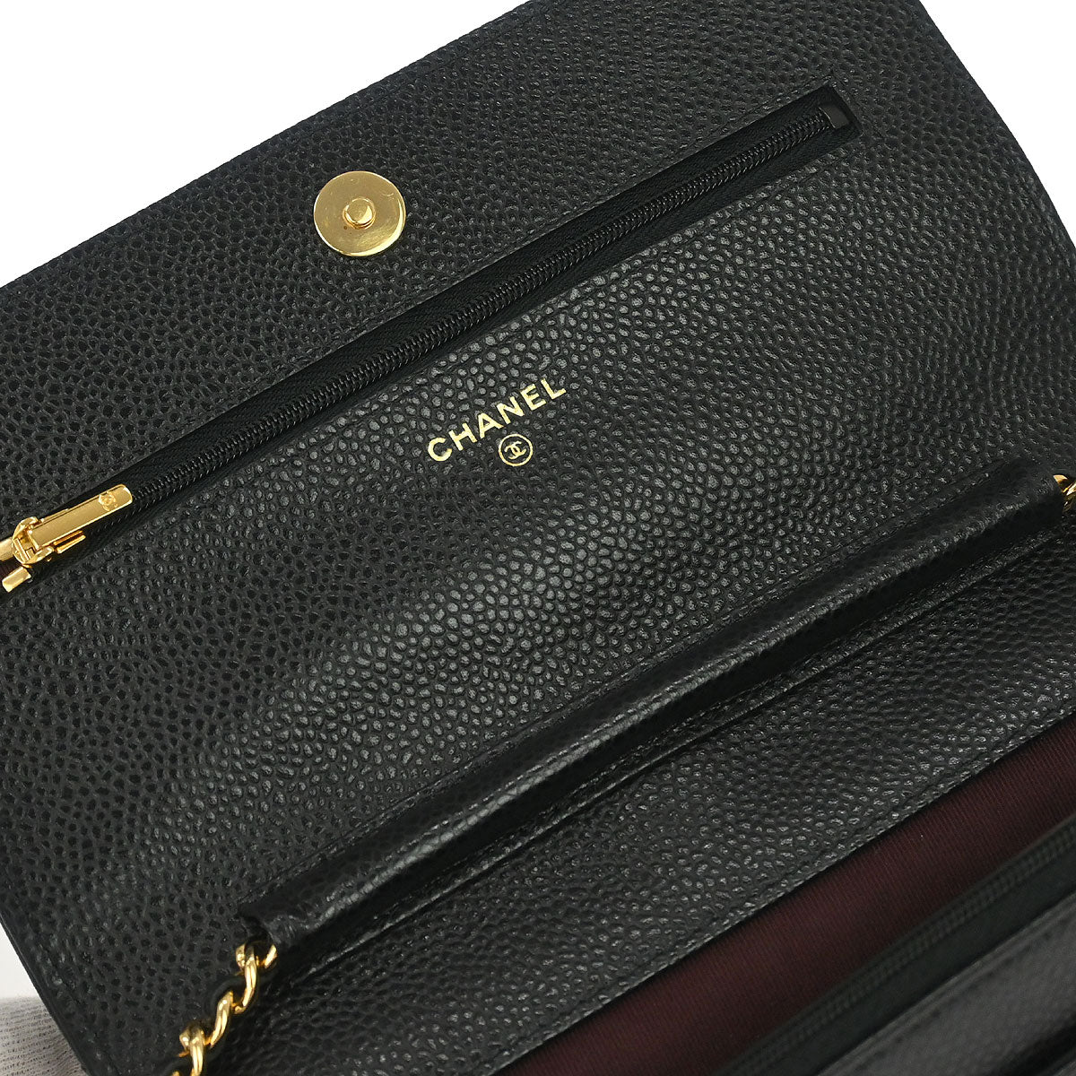 Chanel Black Caviar Skin Classic WOC Wallet on Chain Bag