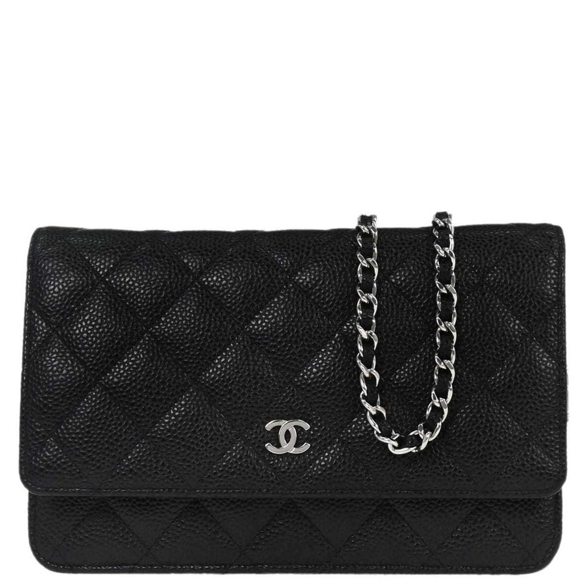 Chanel 2017 Black Caviar Skin Classic WOC Wallet on Chain Bag