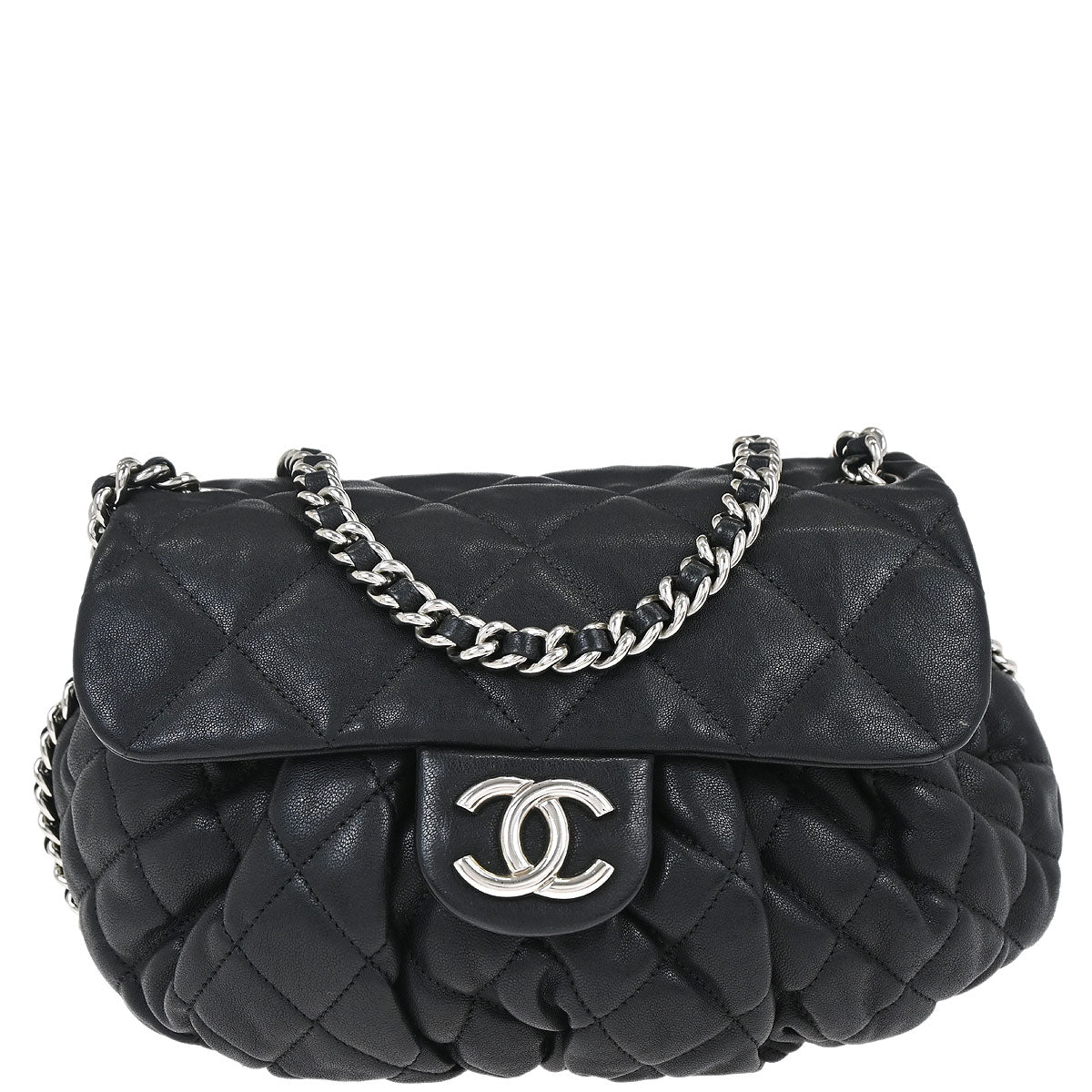 Chanel Black Calfskin Chain Around Shoulder Bag