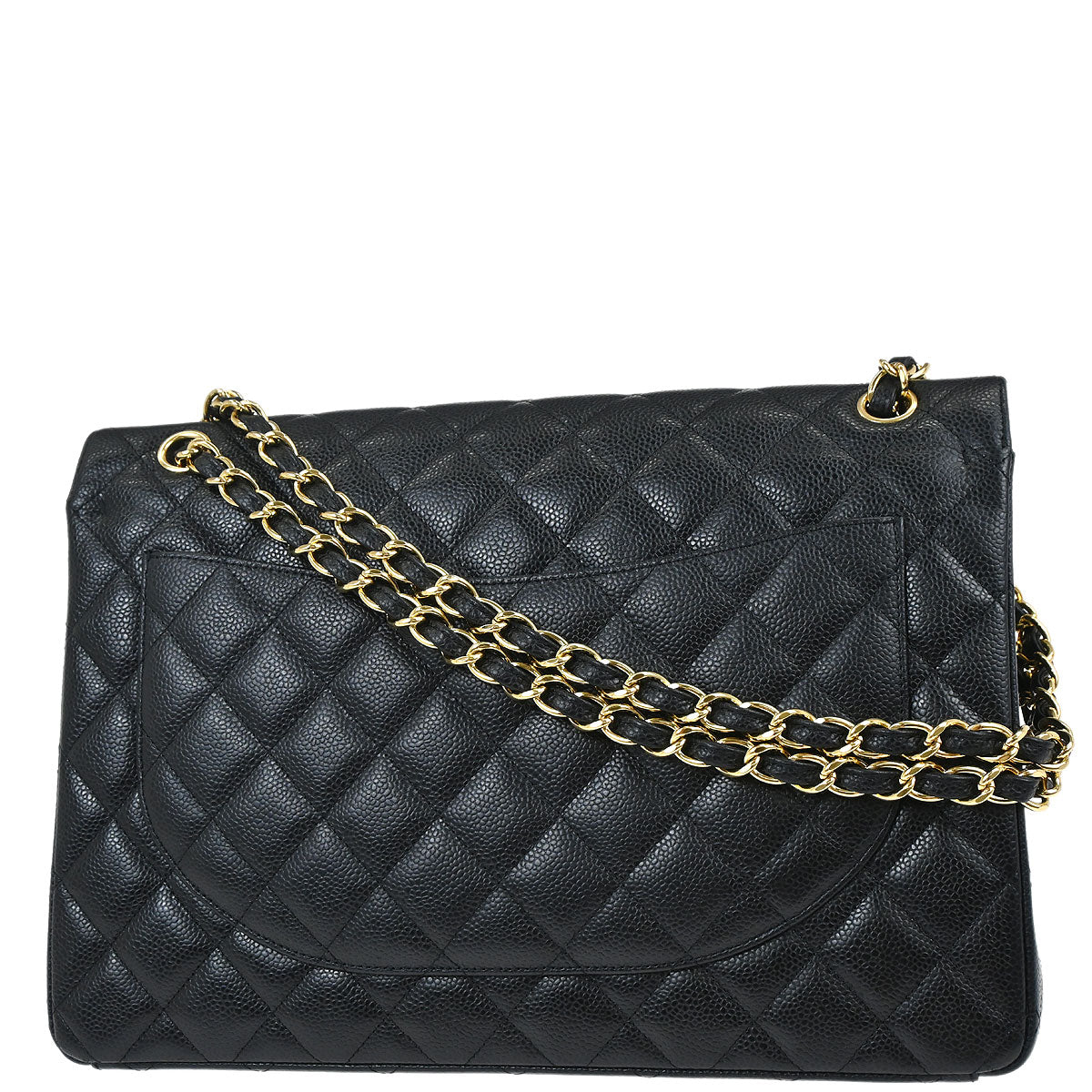 Chanel Black Caviar Skin Maxi Classic Double Flap Shoulder Bag