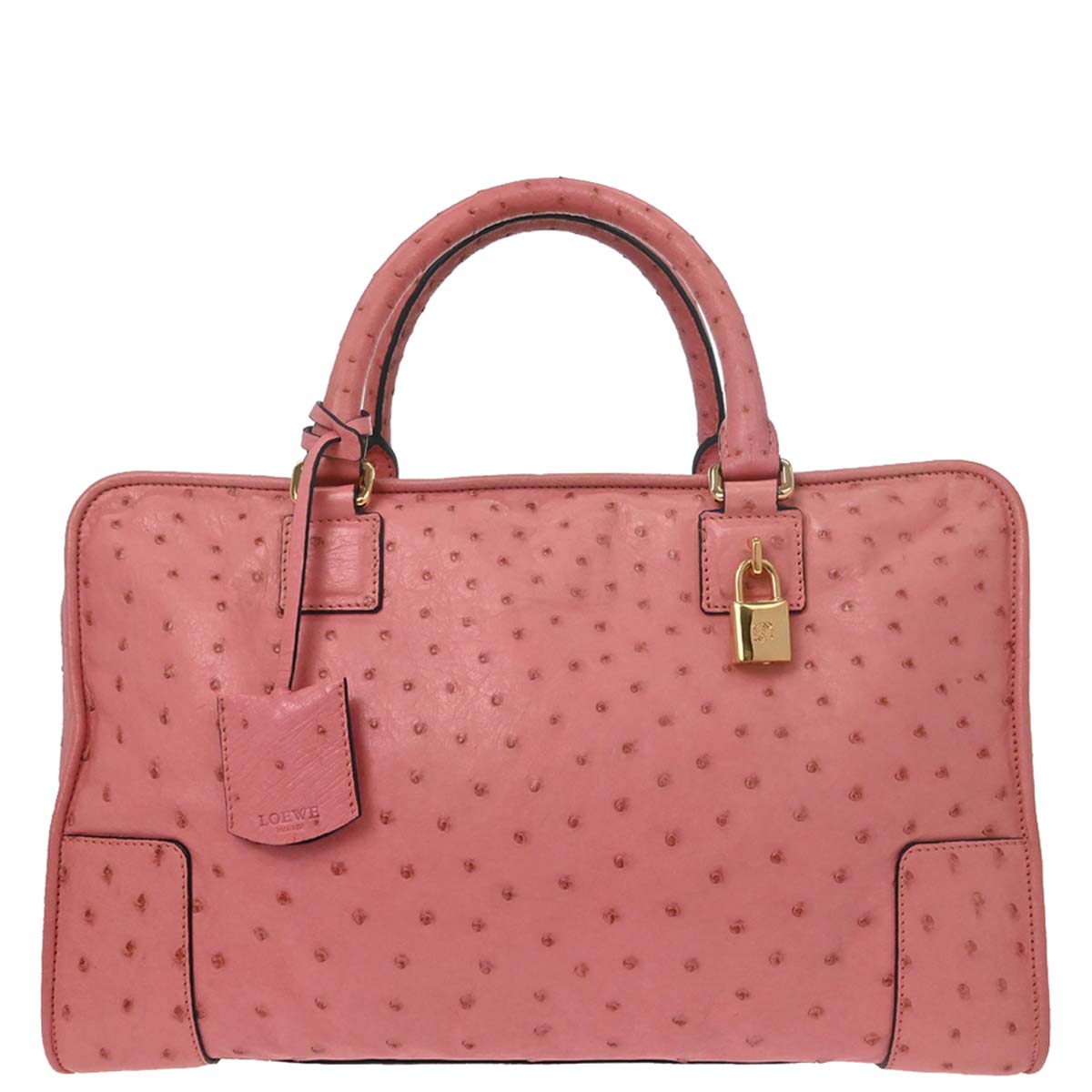 Loewe * Pink Ostrich Amazona 36 Handbag