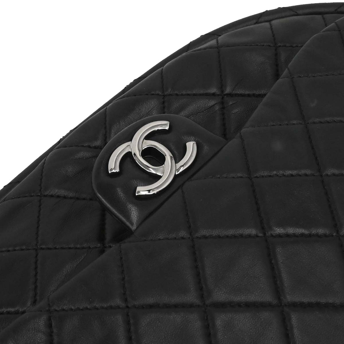 Chanel Black Lambskin Hula Hoop Large Handbag
