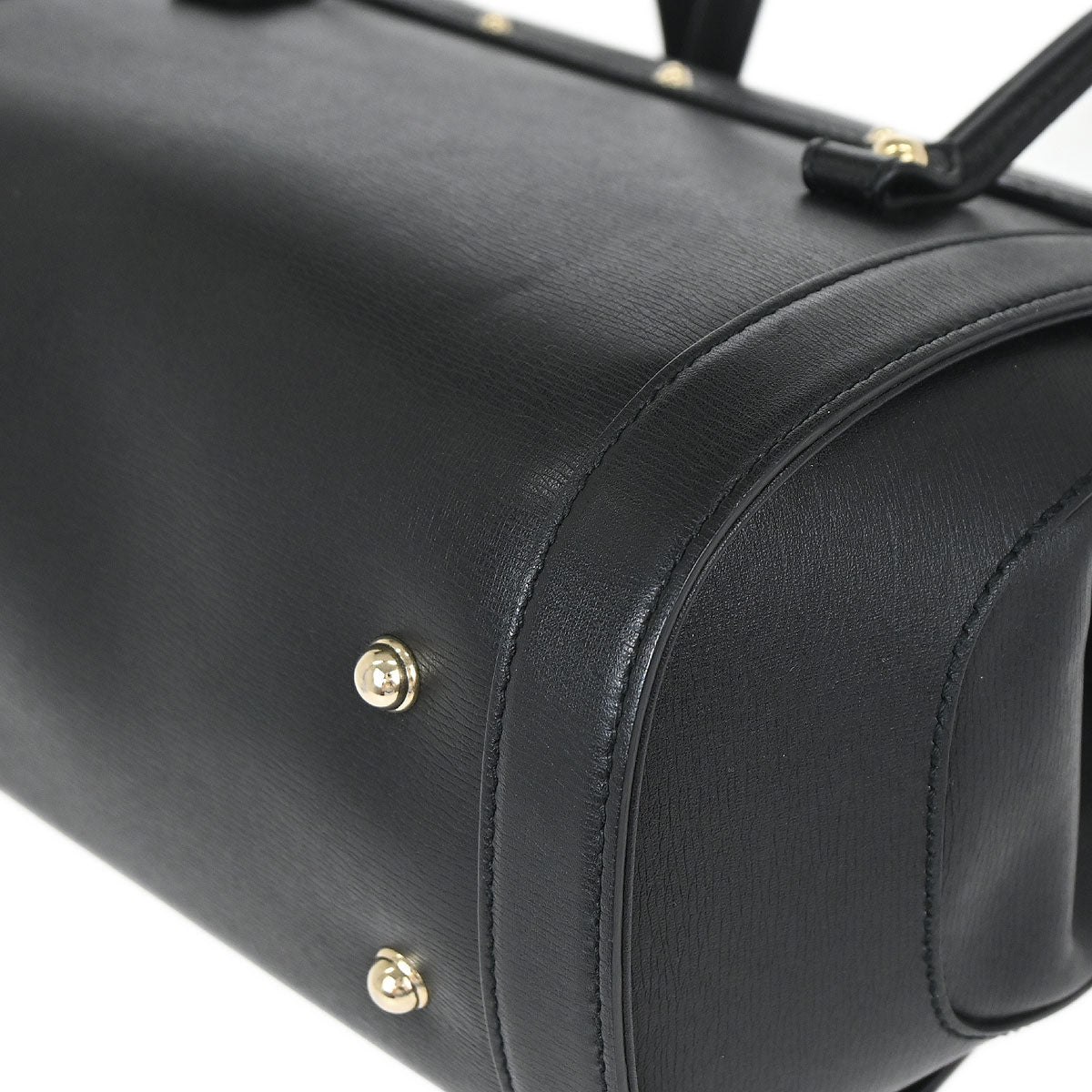 Gucci Black Leather Bamboo Handbag