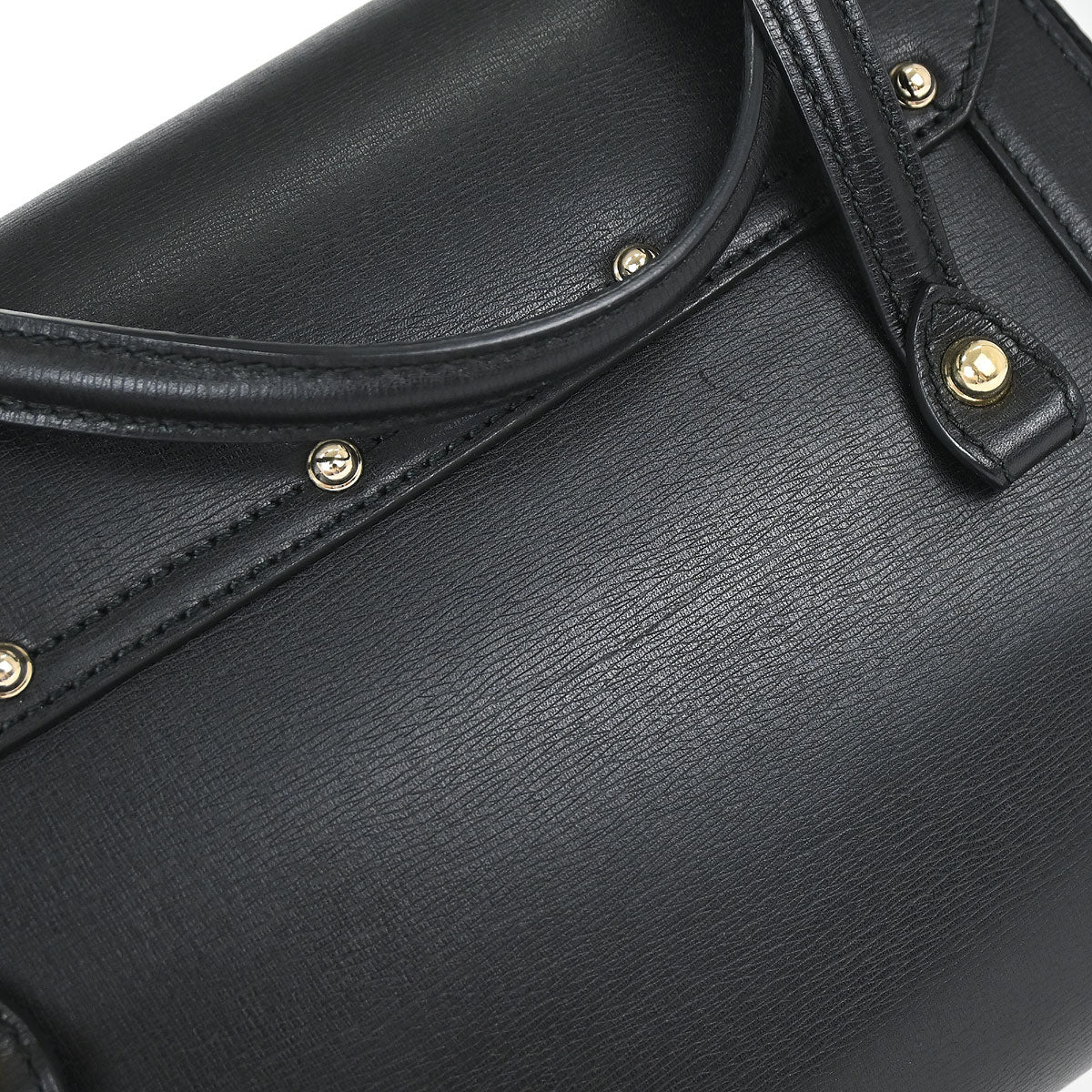Gucci Black Leather Bamboo Handbag