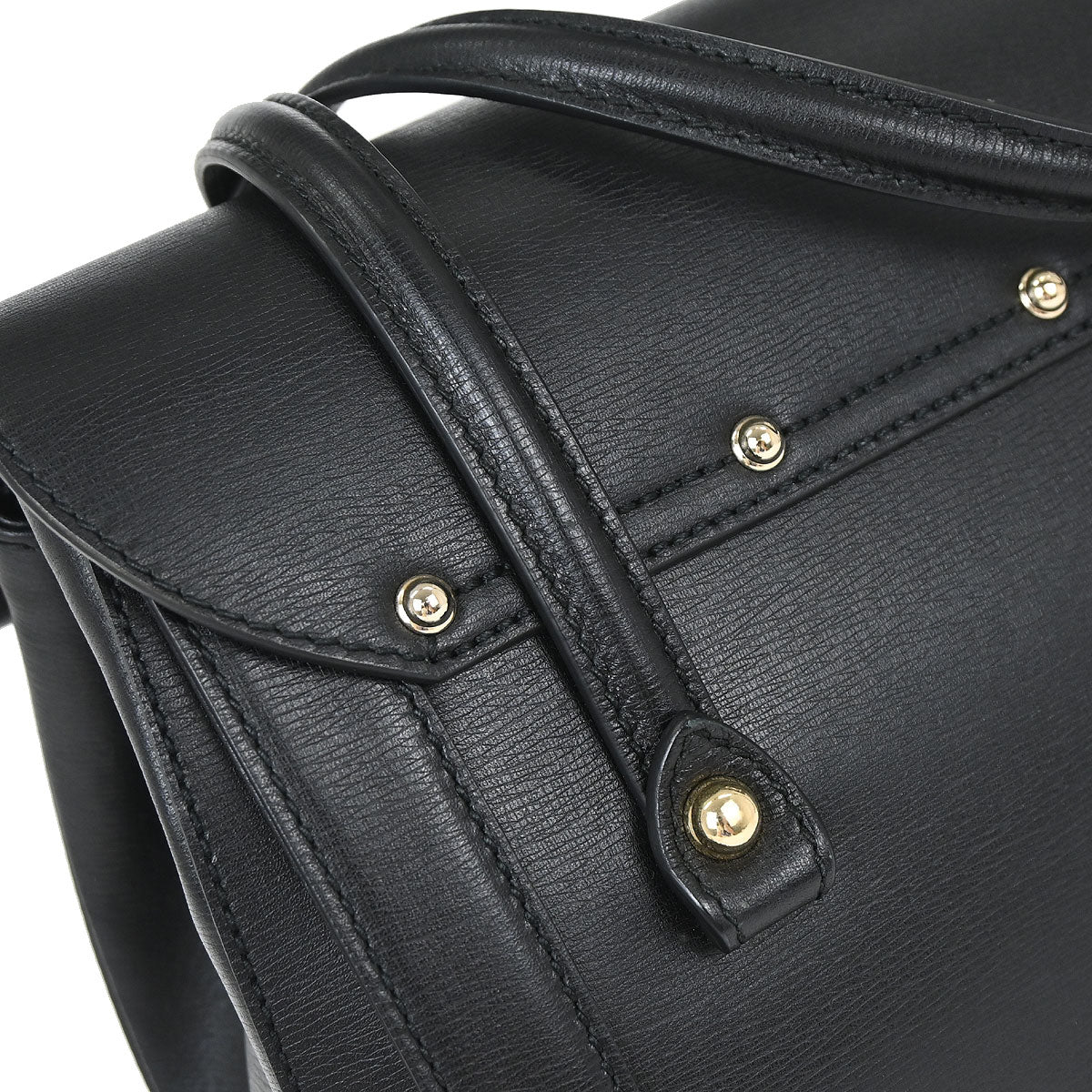 Gucci Black Leather Bamboo Handbag