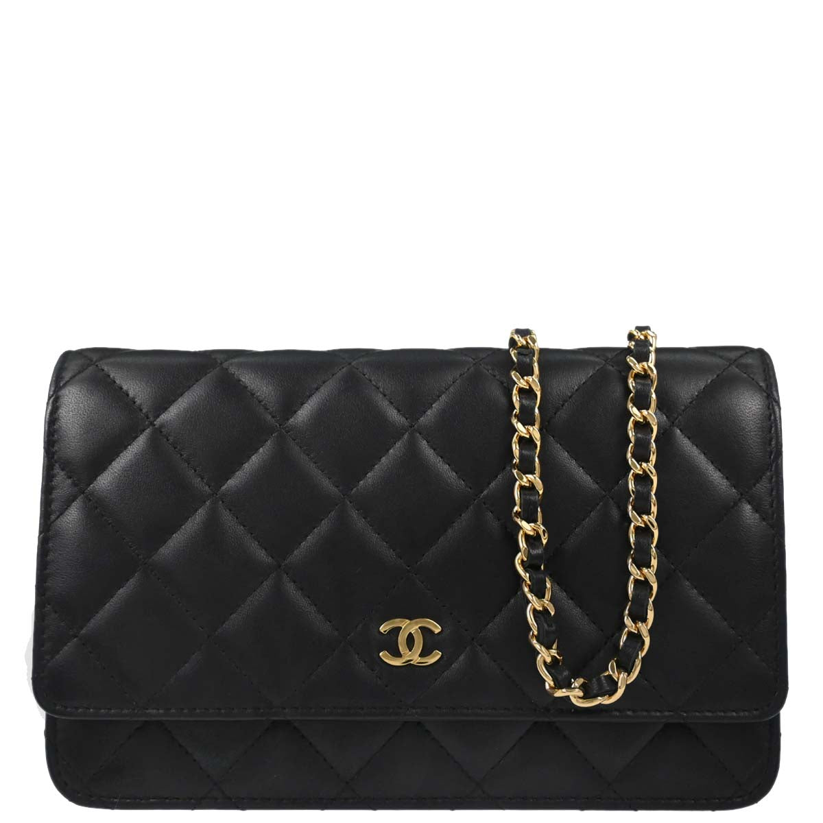 Chanel Black Lambskin Classic WOC Wallet on Chain Bag