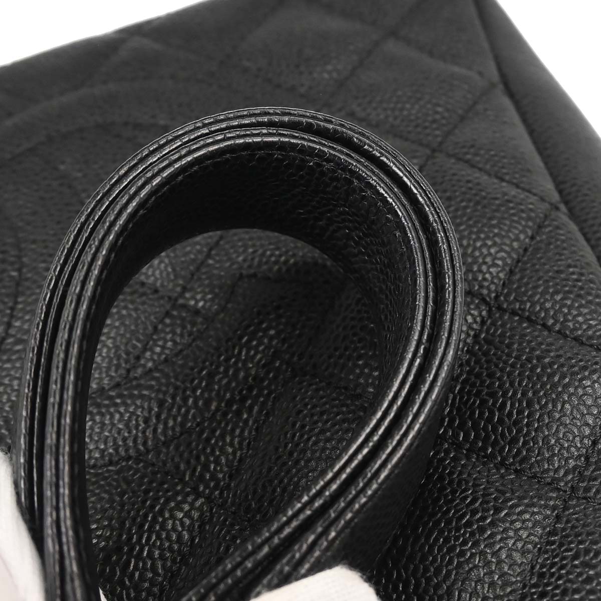 Chanel Black Caviar Skin Petite Shopping Tote PST Chain Handbag