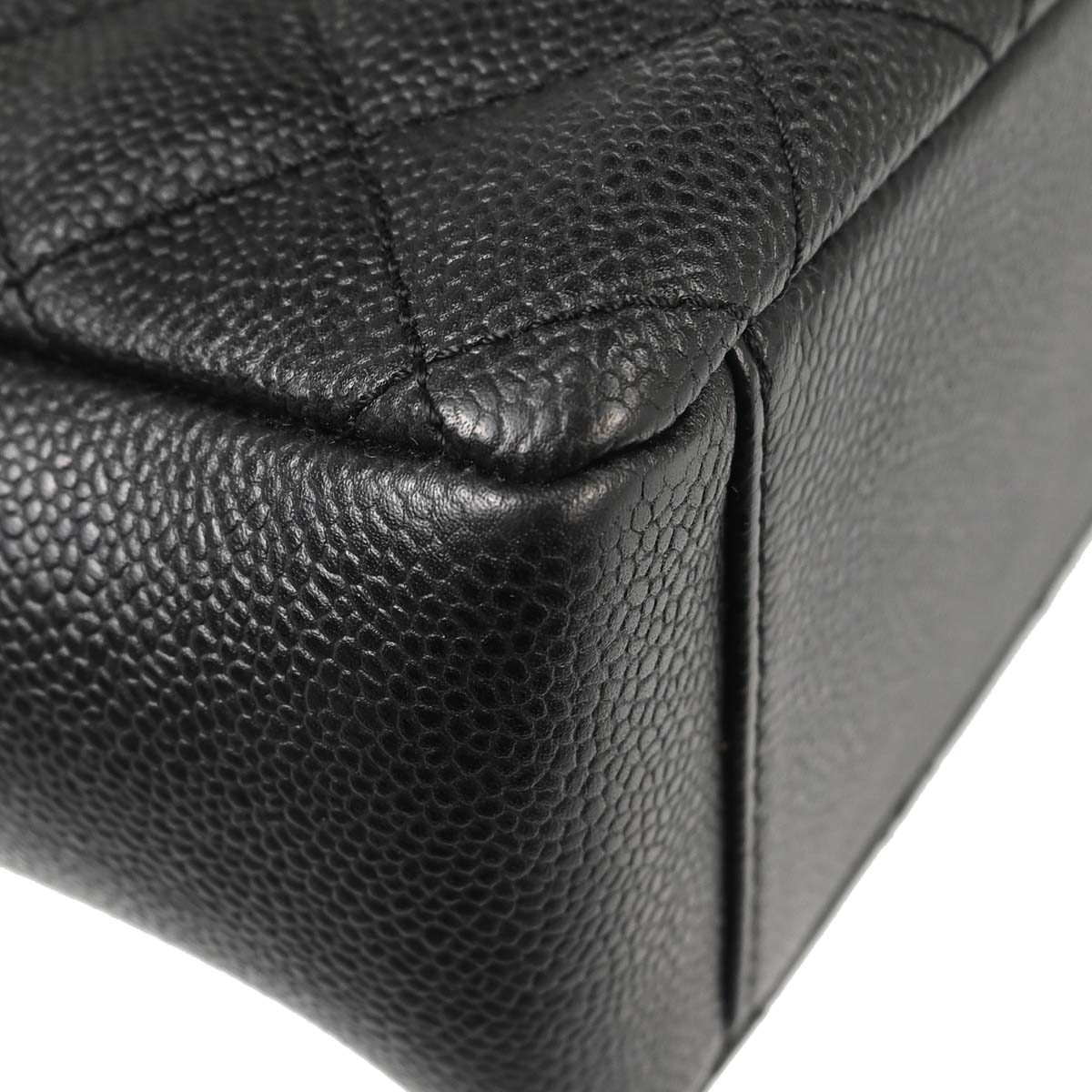 Chanel Black Caviar Skin Petite Shopping Tote PST Chain Handbag