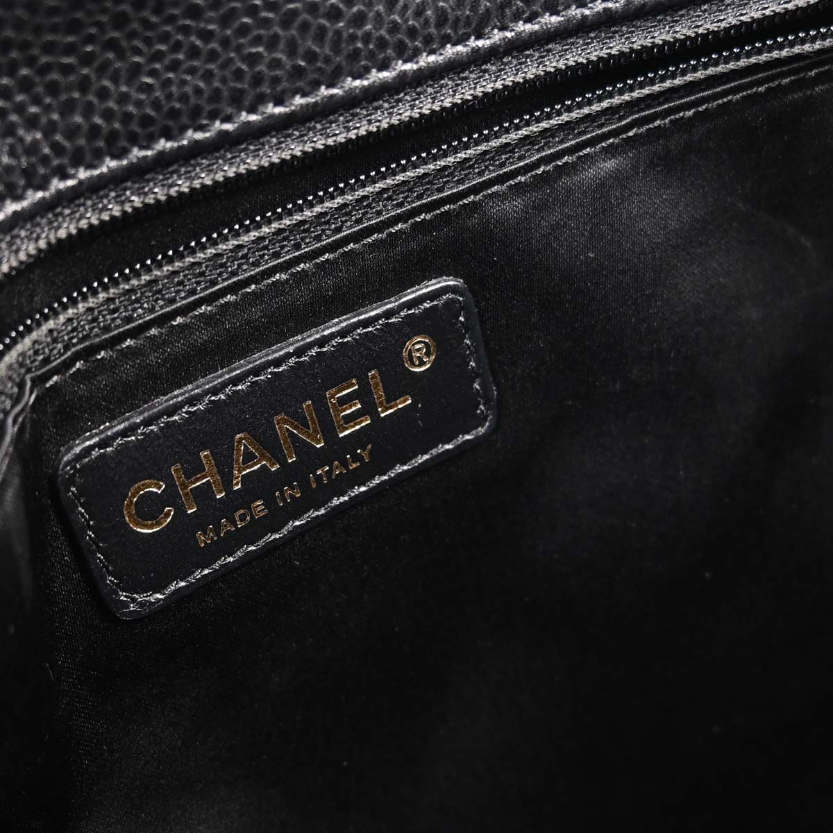 Chanel Black Caviar Skin Petite Shopping Tote PST Chain Handbag
