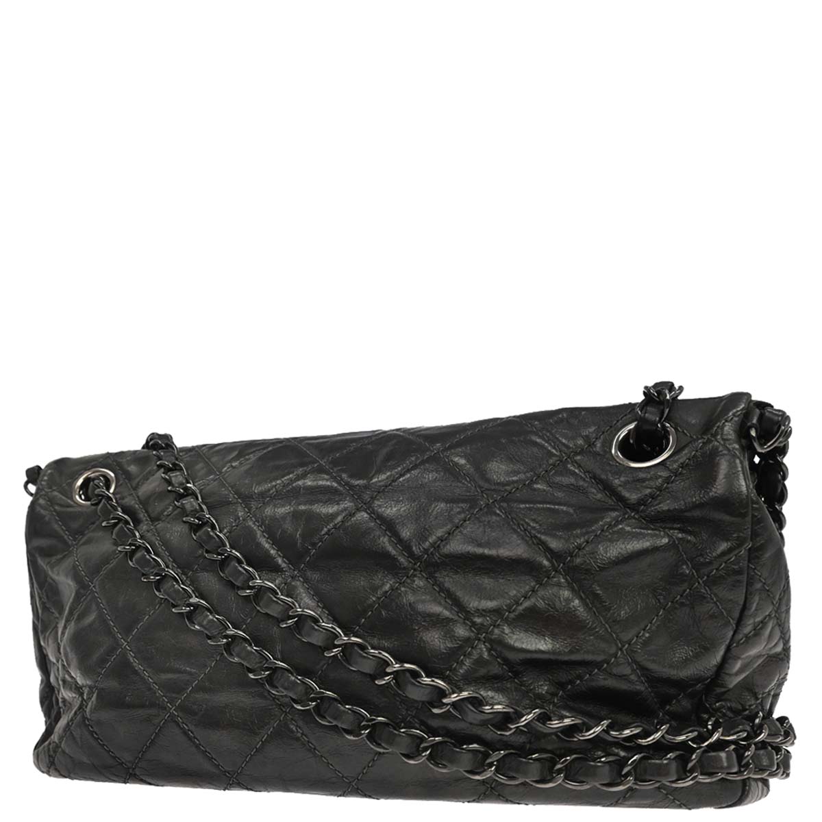Chanel Black Calfskin Luxury Line Flap Bag