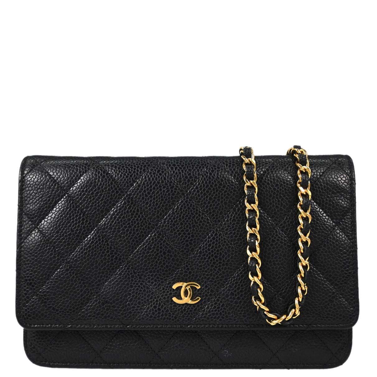 Chanel Black Caviar Skin Classic WOC Wallet on Chain Bag