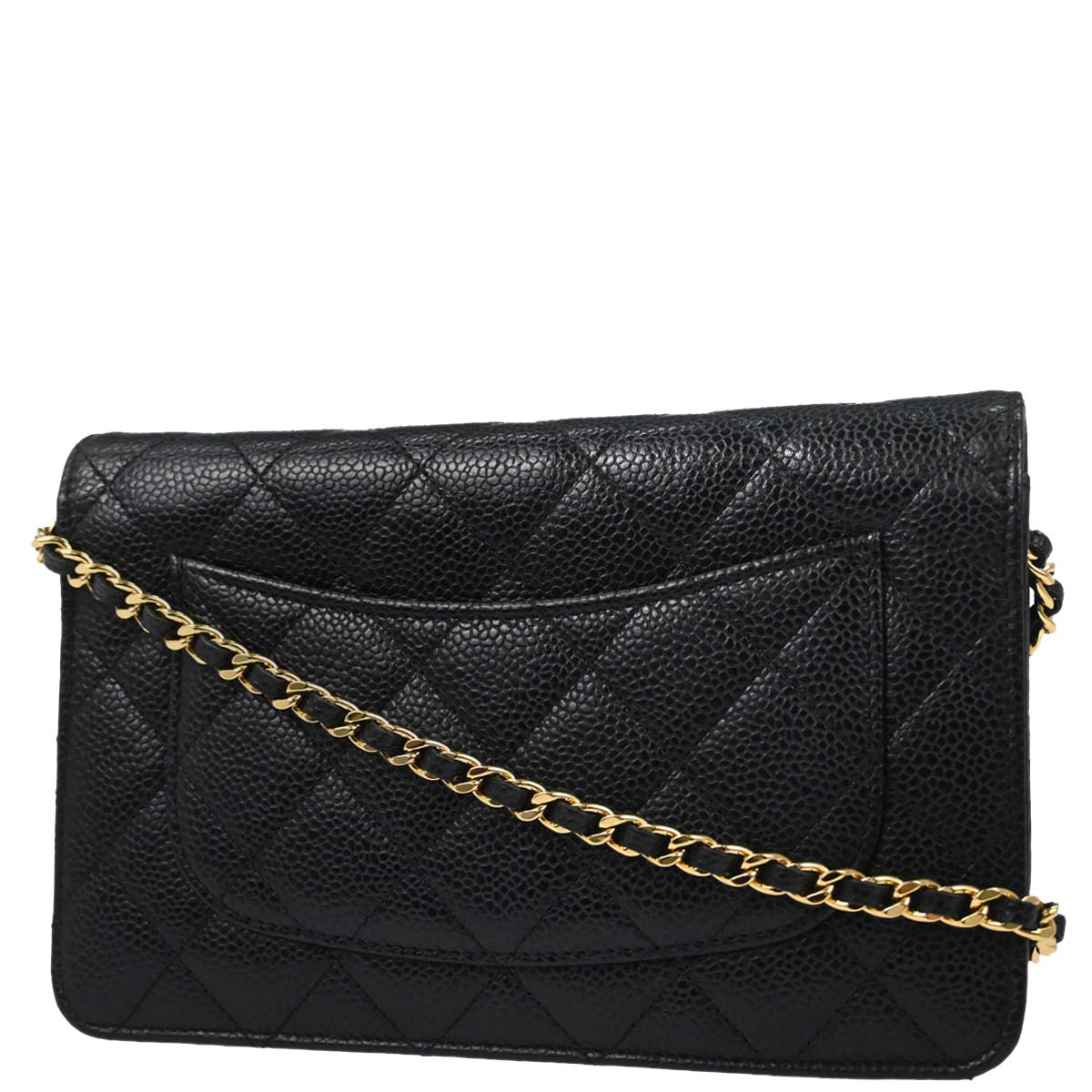 Chanel Black Caviar Skin Classic WOC Wallet on Chain Bag
