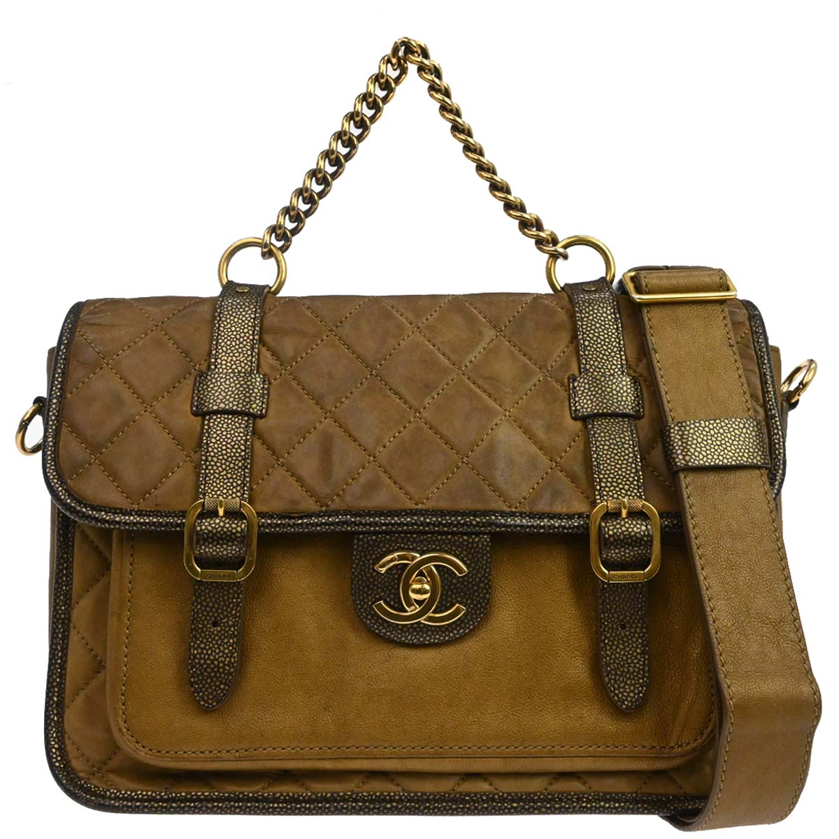 Chanel Brown Calfskin Paris-Bombay Back to School Messenger 2way Shoulder Handbag