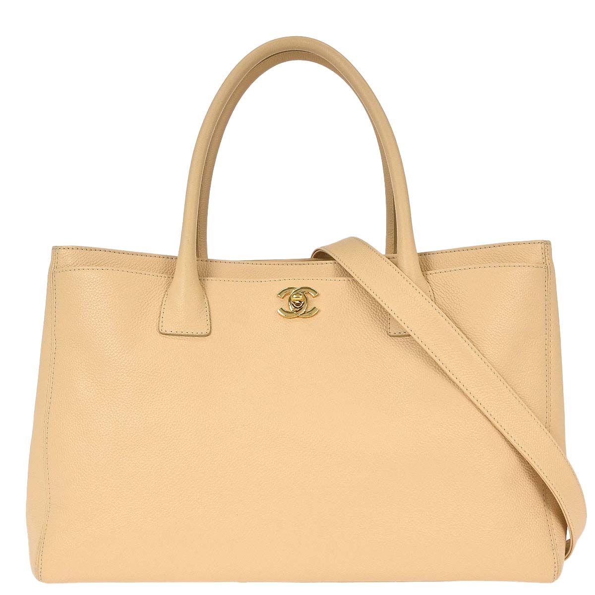 Chanel Beige Calfskin Cerf Executive 2way Shoulder Tote Bag
