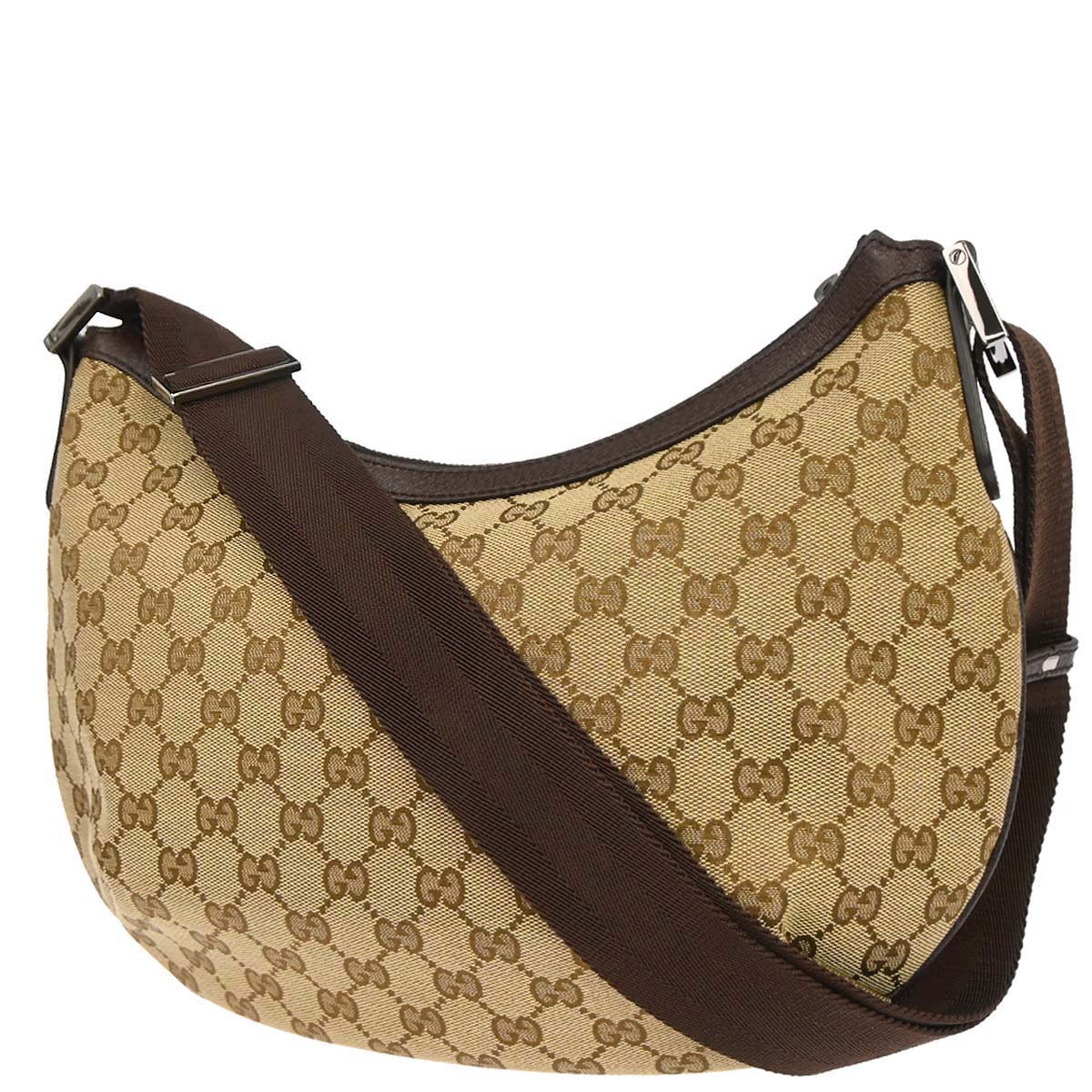 Gucci Brown Beige Canvas GG Shoulder Bag