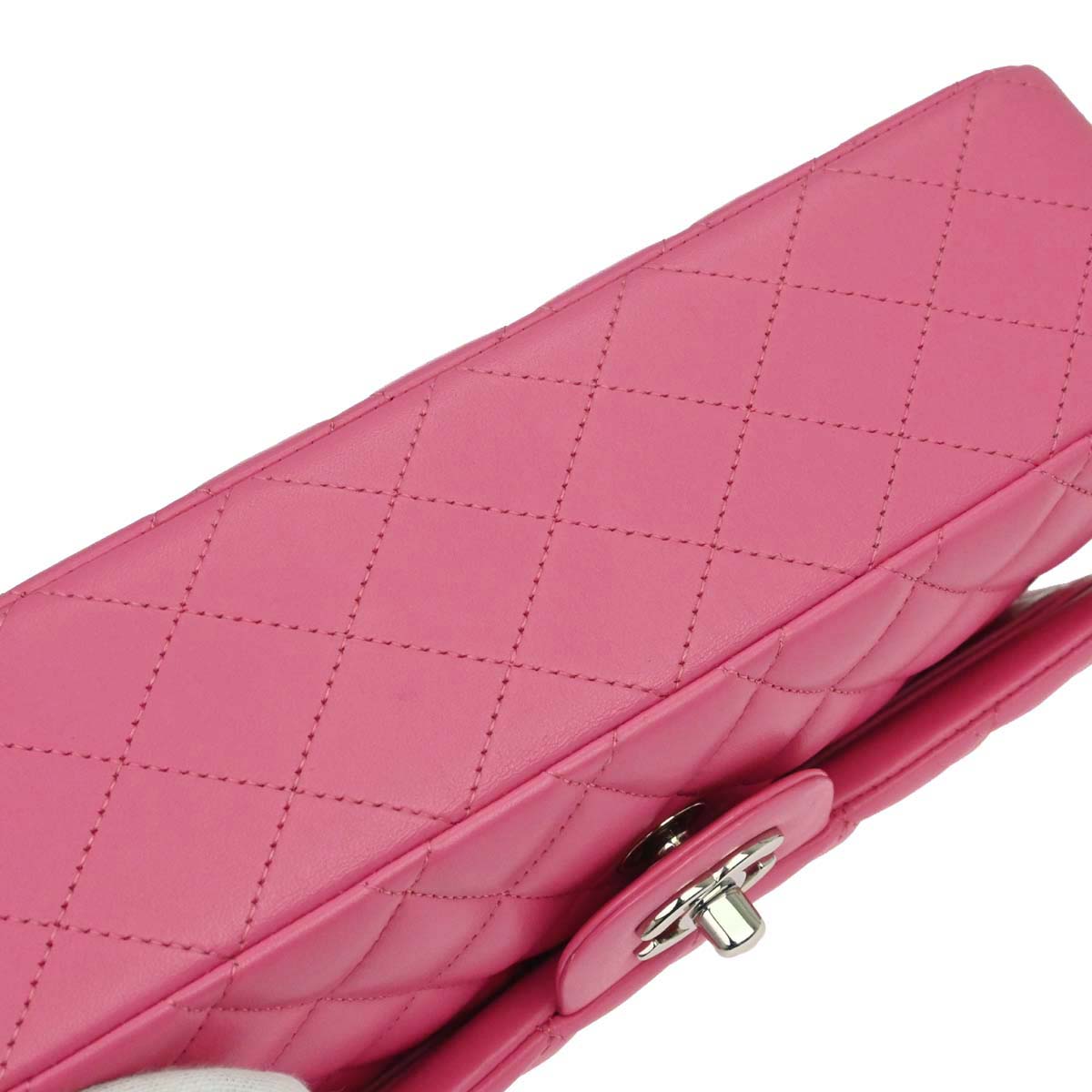 Chanel Pink Lambskin Medium Classic Double Flap Shoulder Bag