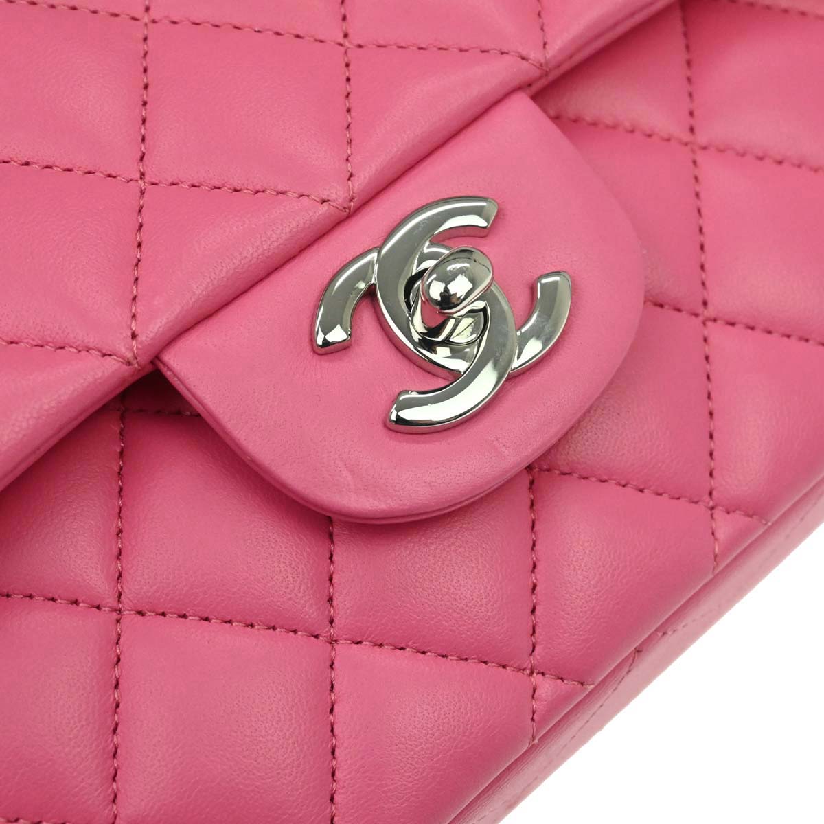 Chanel Pink Lambskin Medium Classic Double Flap Shoulder Bag