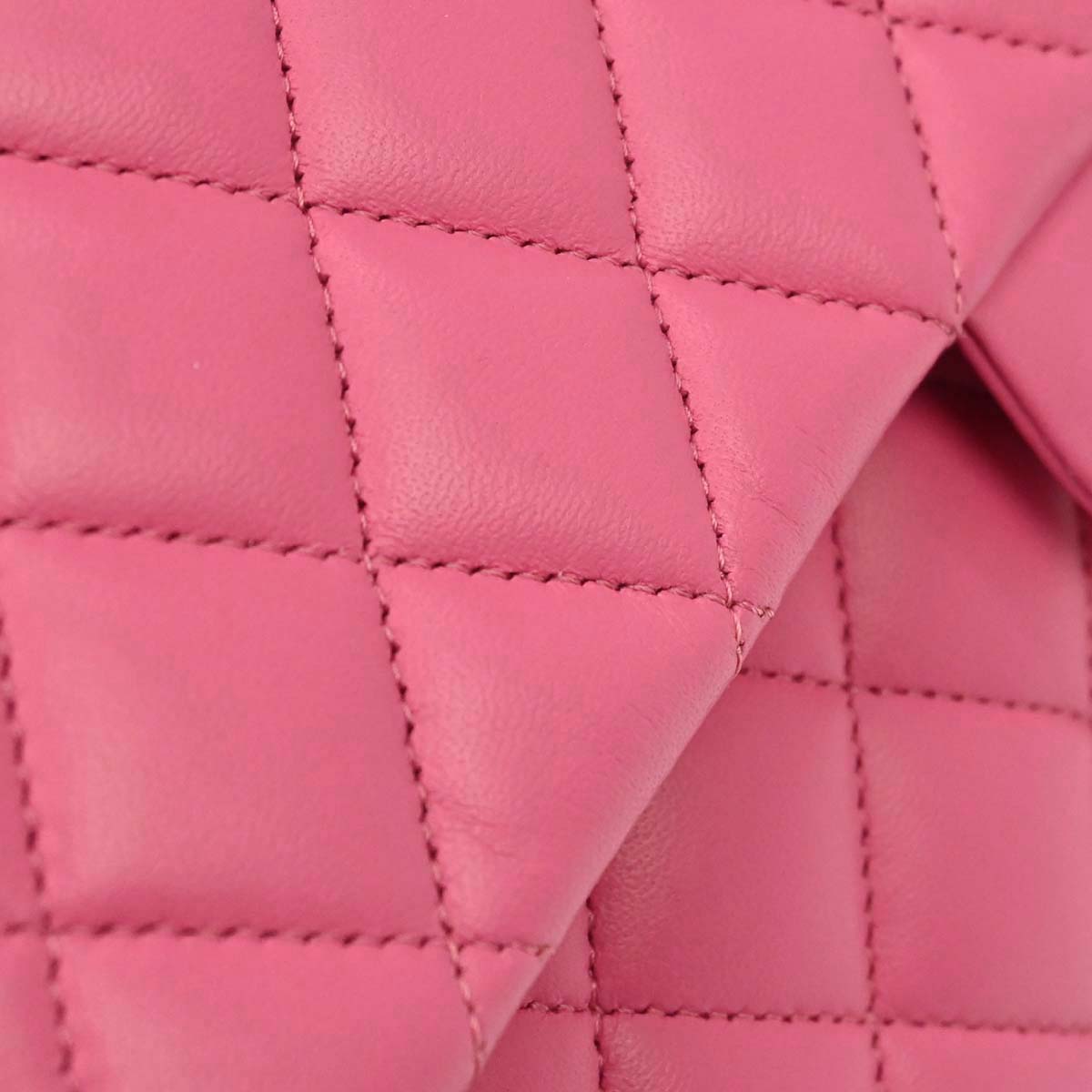 Chanel Pink Lambskin Medium Classic Double Flap Shoulder Bag