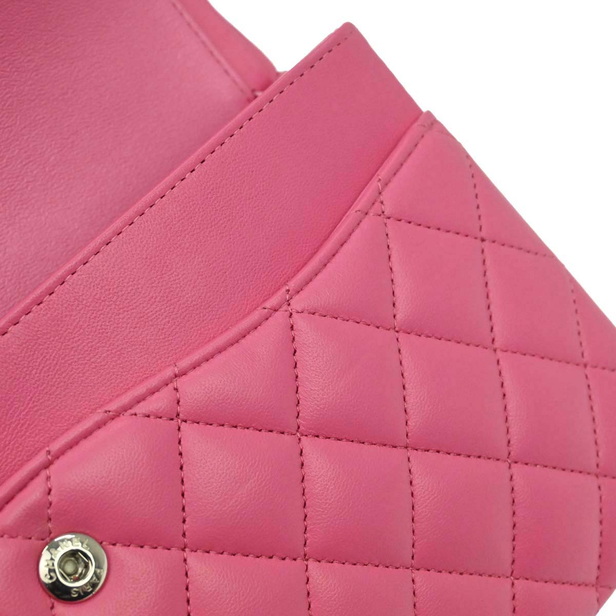 Chanel Pink Lambskin Medium Classic Double Flap Shoulder Bag