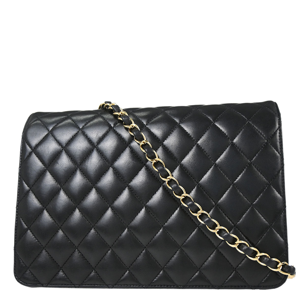 Chanel Black Lambskin Turnlock Medium Half Flap Shoulder Bag