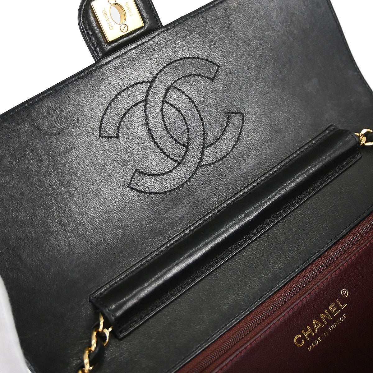 Chanel Black Lambskin Turnlock Medium Half Flap Shoulder Bag