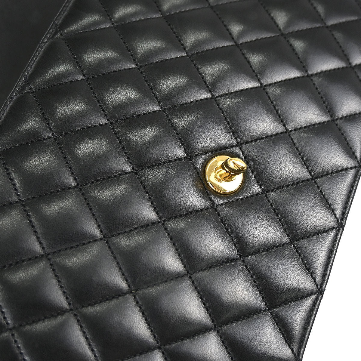 Chanel Black Lambskin Turnlock Medium Half Flap Shoulder Bag