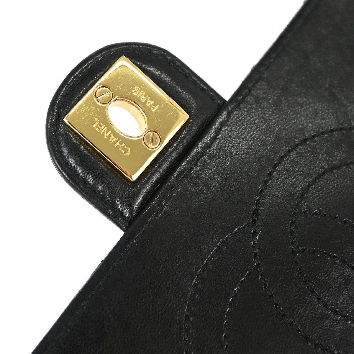 Chanel Black Lambskin Turnlock Medium Half Flap Shoulder Bag