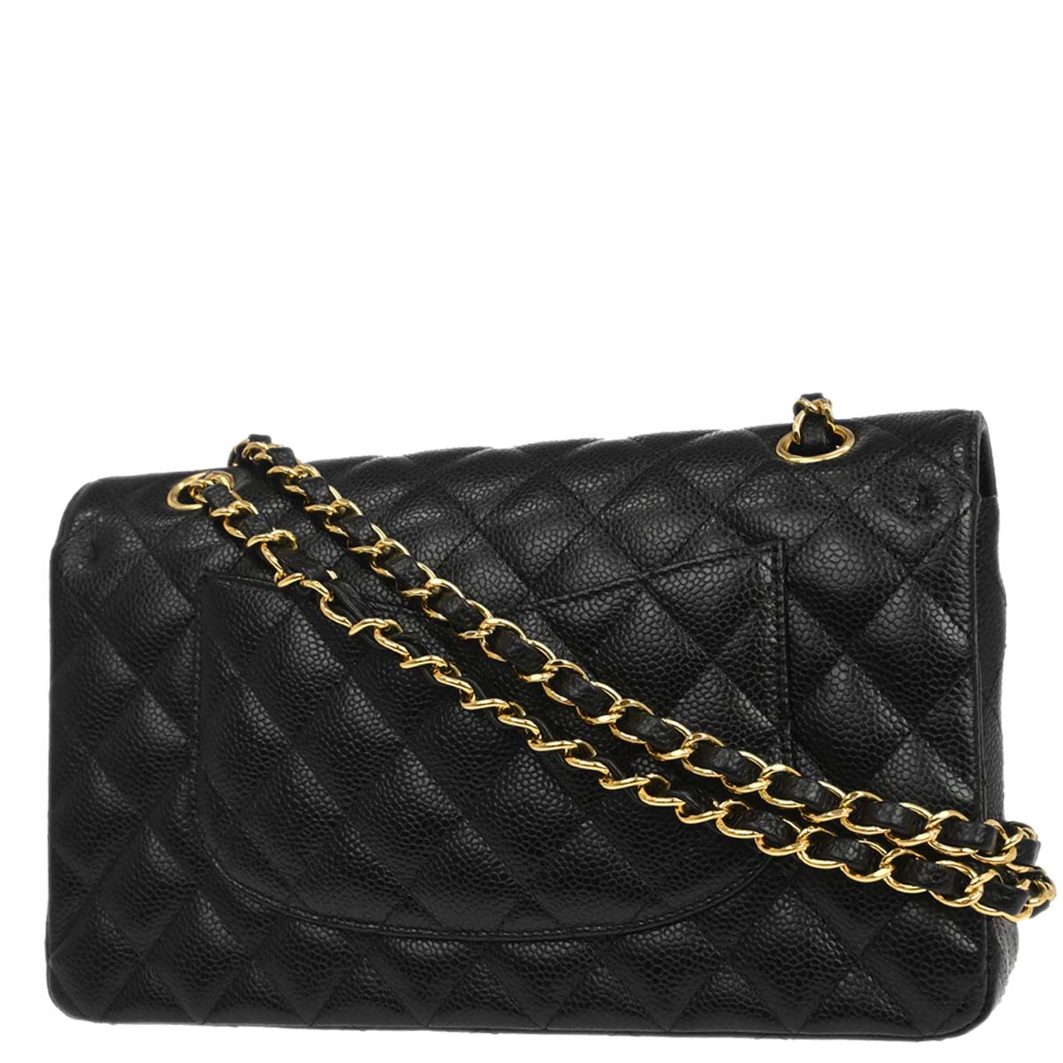Chanel Black Caviar Skin Medium Classic Double Flap Shoulder Bag