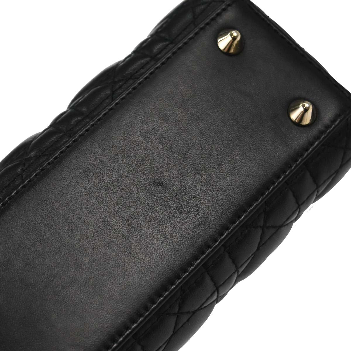 Christian Dior Black Lambskin Small Lady Dior Cannage 2way Shoulder Handbag