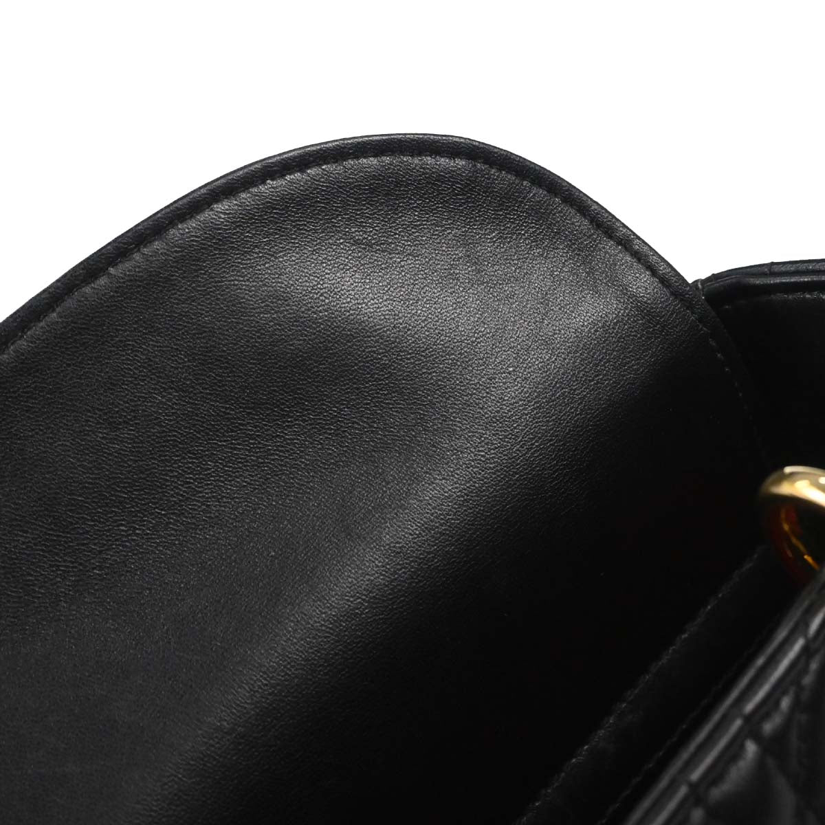 Christian Dior Black Lambskin Small Lady Dior Cannage 2way Shoulder Handbag