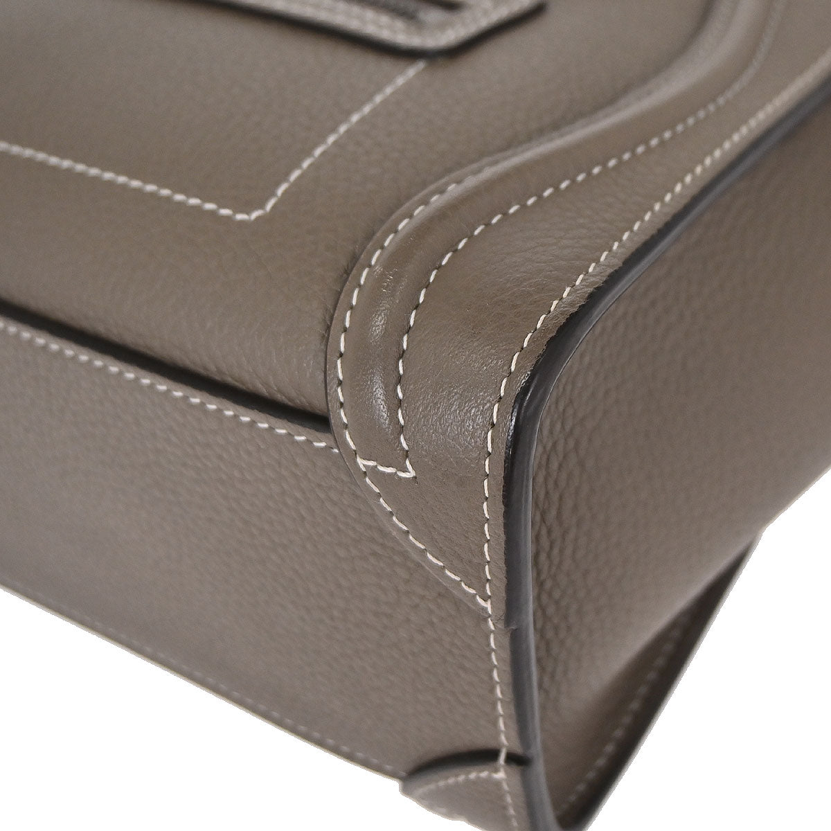 Celine Brown Leather Nano Luggage 2way Shoulder Tote Bag