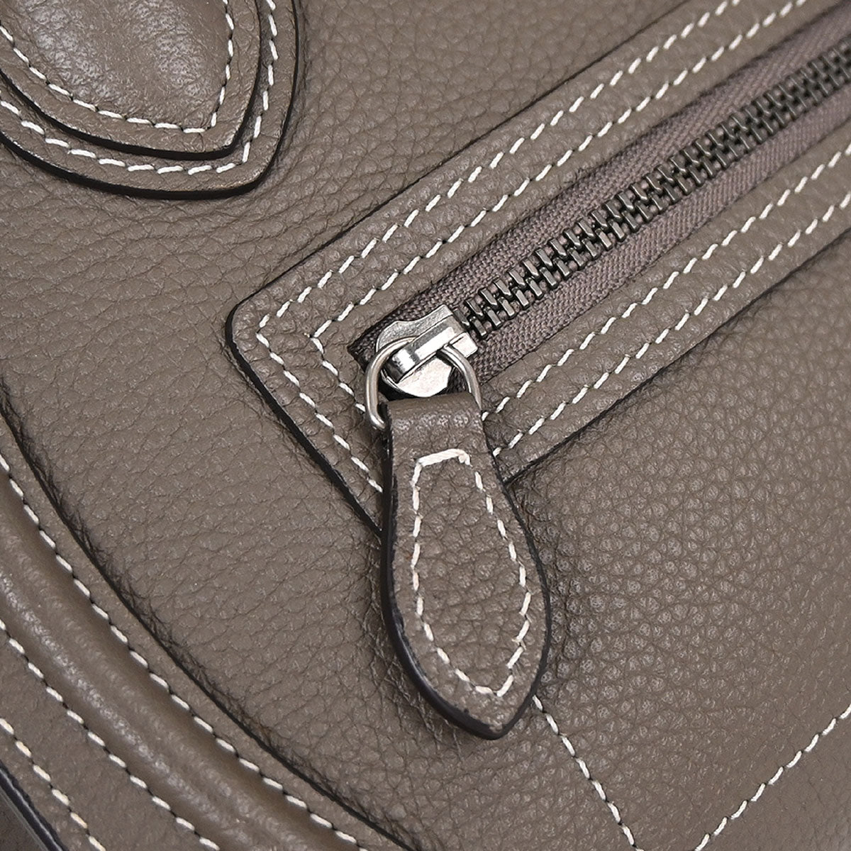 Celine Brown Leather Nano Luggage 2way Shoulder Tote Bag