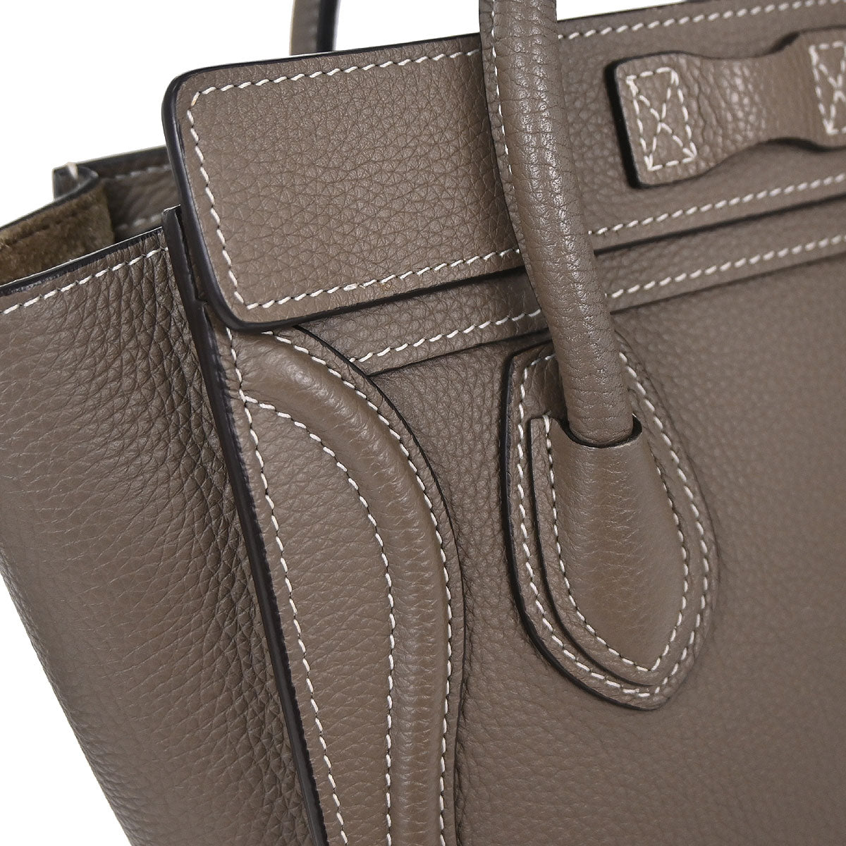 Celine Brown Leather Nano Luggage 2way Shoulder Tote Bag