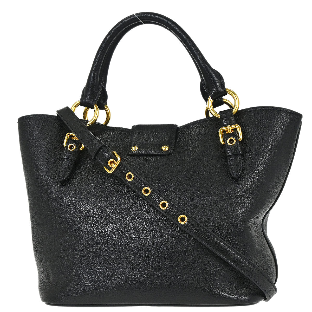 Miu Miu Black Chevre 2way Shoulder Tote Bag