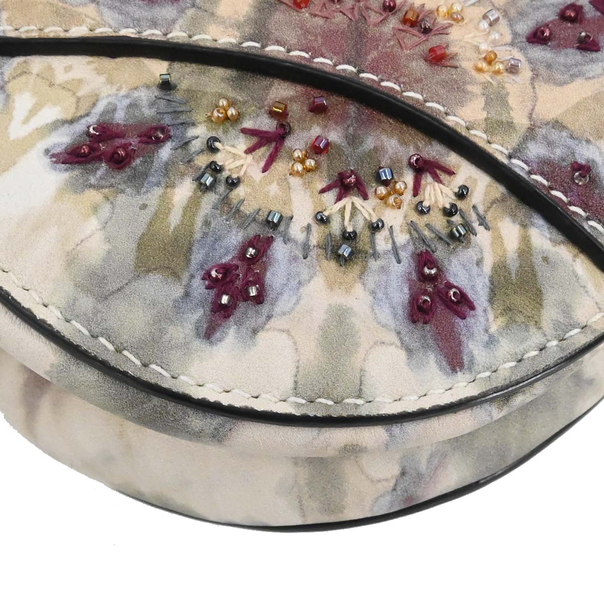 Christian Dior 2019 Kaleidiorscopic Collection Hand-painted Beaded Calfskin Saddle Bag Gold Tone Hardware