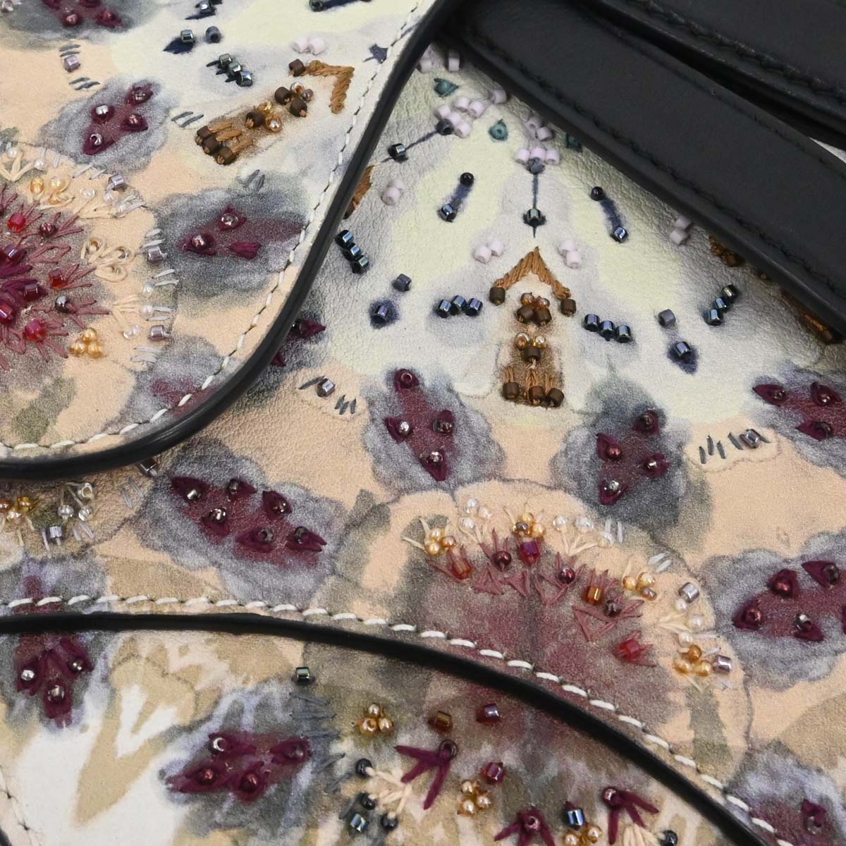 Christian Dior 2019 Kaleidiorscopic Collection Hand-painted Beaded Calfskin Saddle Bag Gold Tone Hardware