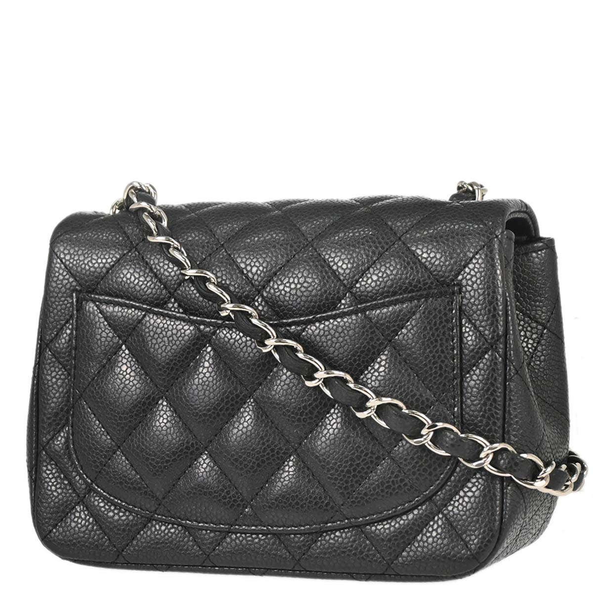 Chanel 2014-2015 Black Caviar Skin Mini Classic Square Flap Shoulder Bag 17