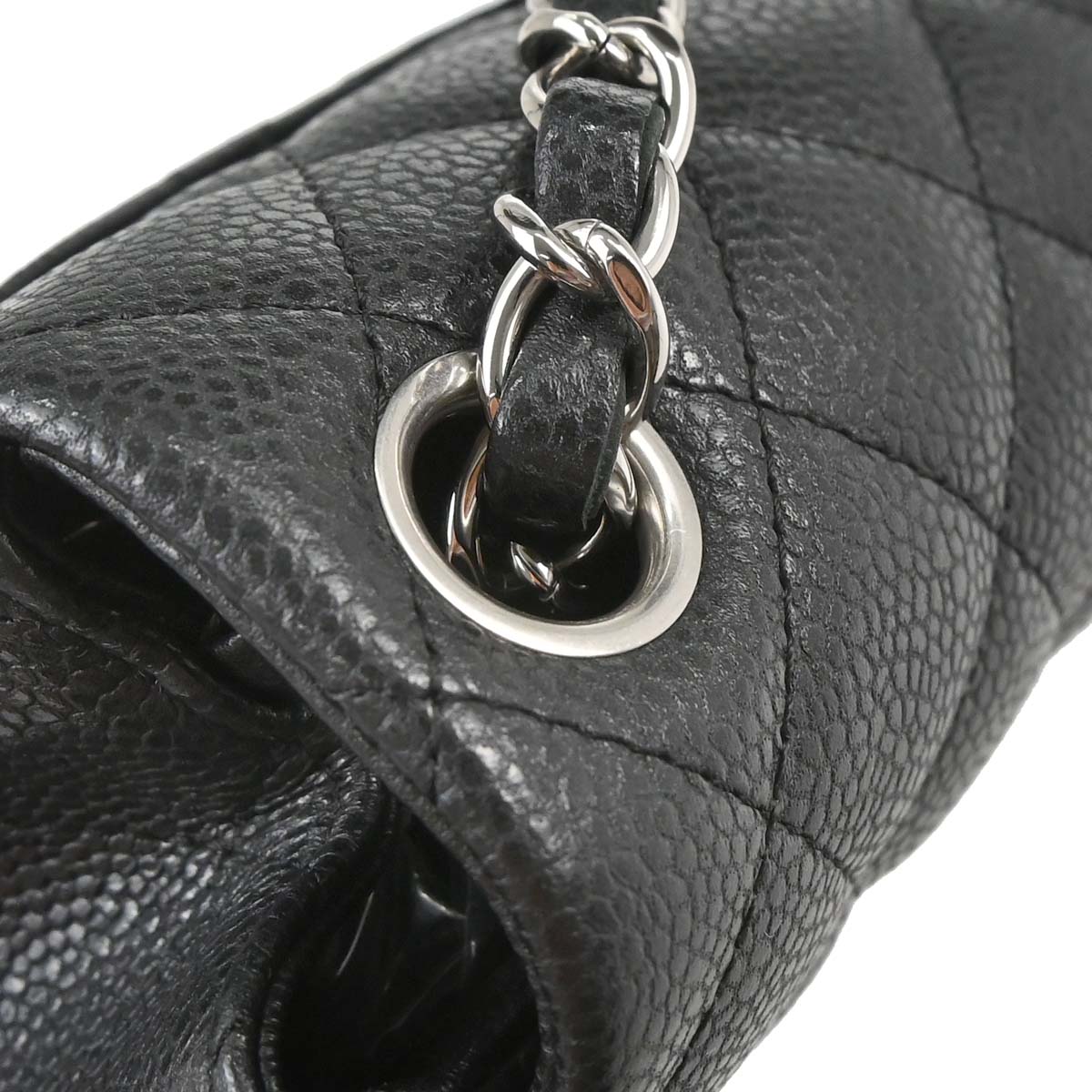 Chanel 2014-2015 Black Caviar Skin Mini Classic Square Flap Shoulder Bag 17