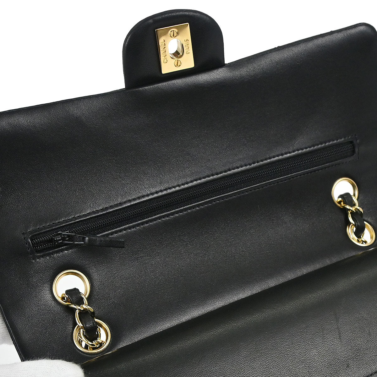 Chanel 2012 Black Lambskin Medium Classic Double Flap Shoulder Bag