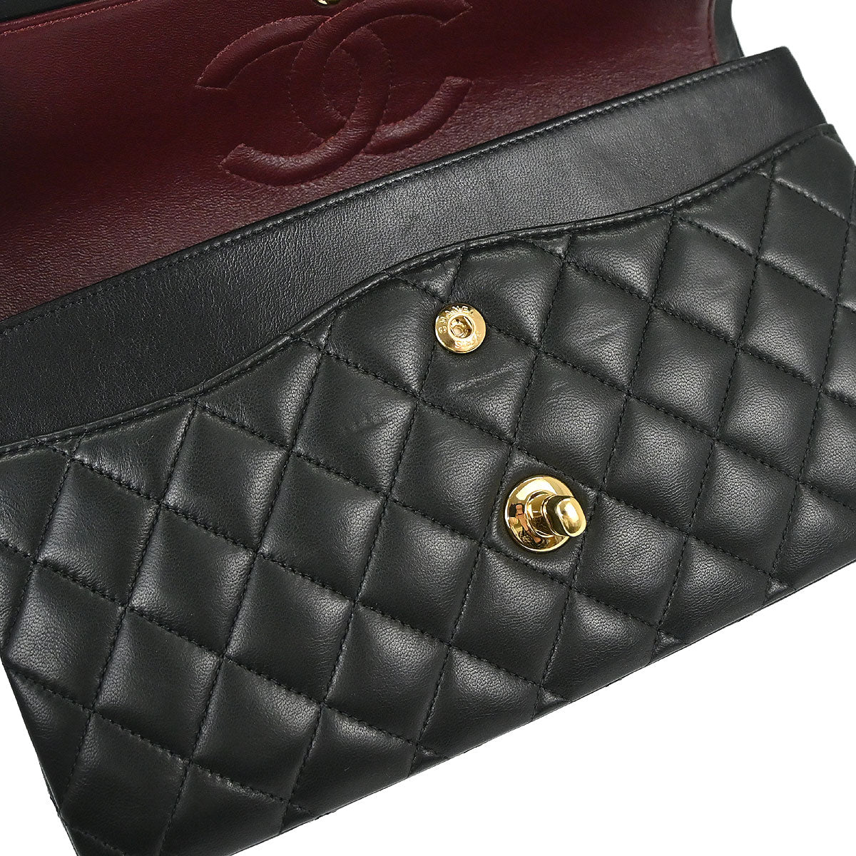 Chanel 2012 Black Lambskin Medium Classic Double Flap Shoulder Bag