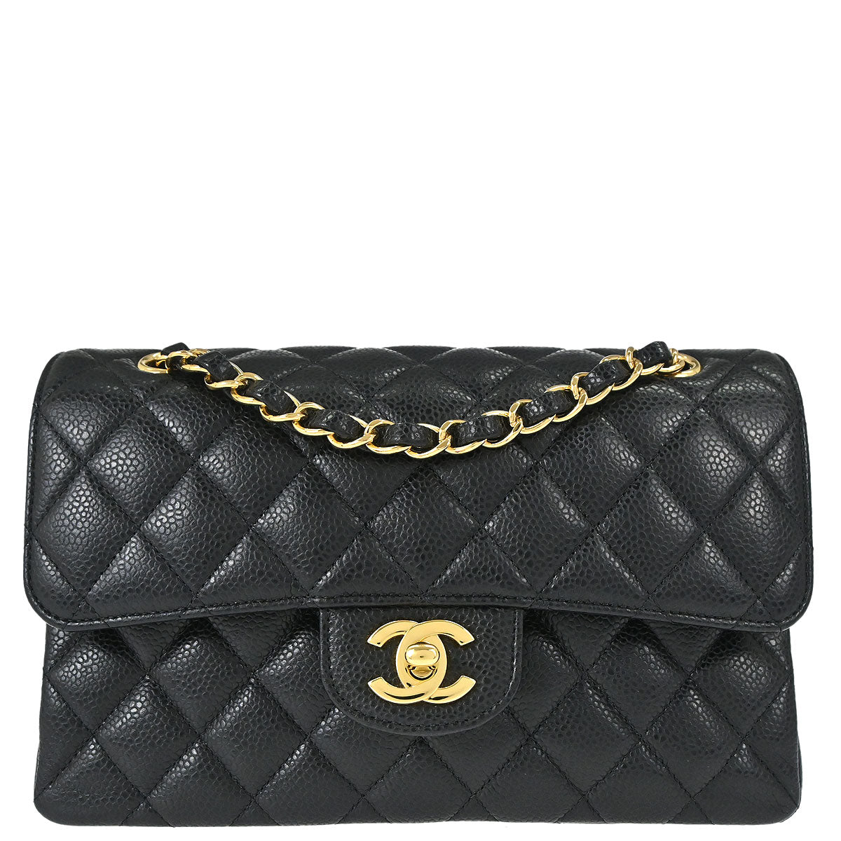 Chanel Black Caviar Skin Small Classic Double Flap Shoulder Bag