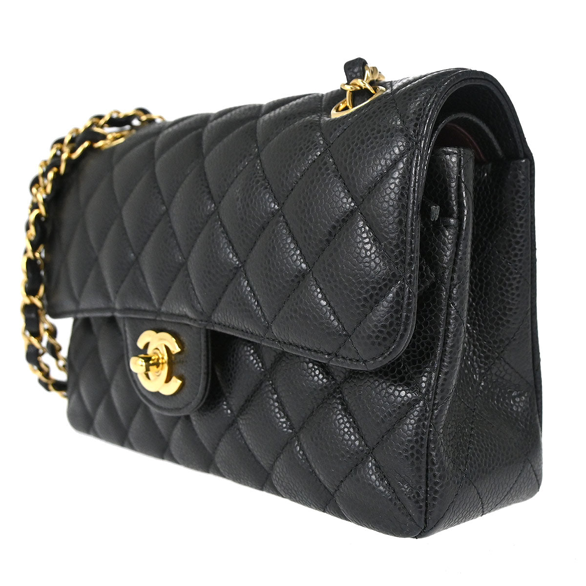 Chanel Black Caviar Skin Small Classic Double Flap Shoulder Bag