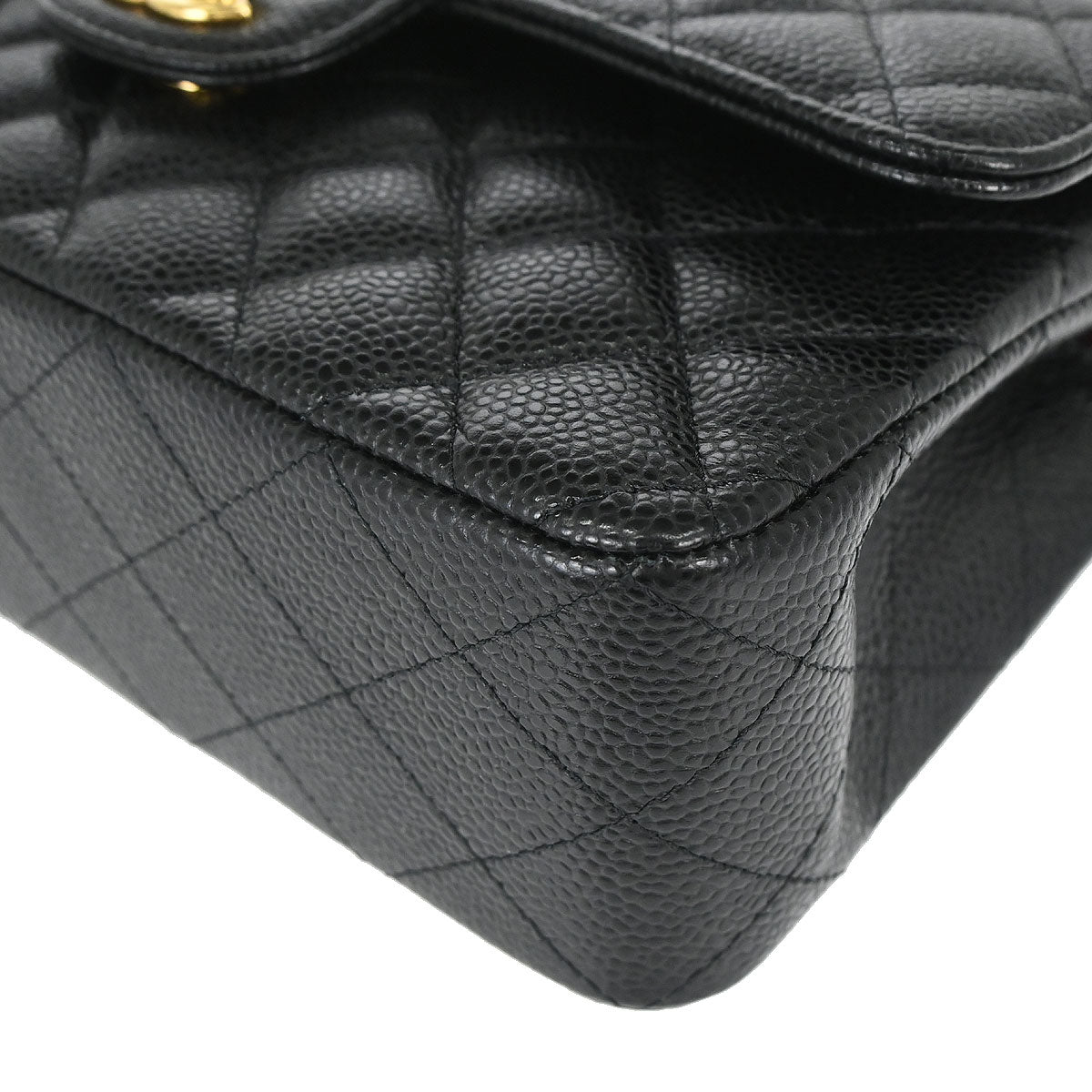 Chanel 2019 Black Caviar Skin Small Classic Double Flap Shoulder Bag
