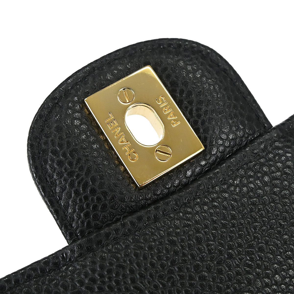 Chanel 2018-2019 Black Caviar Skin Medium Classic Double Flap Shoulder Bag