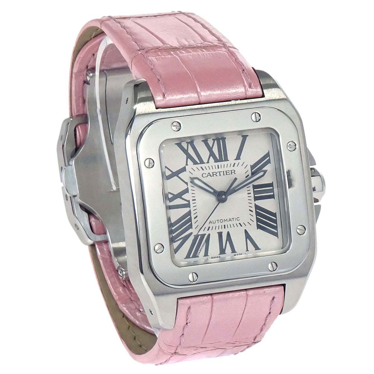 Cartier * Santos 100 MM 33mm Ref.2878 Self-winding Watch SS Alligator