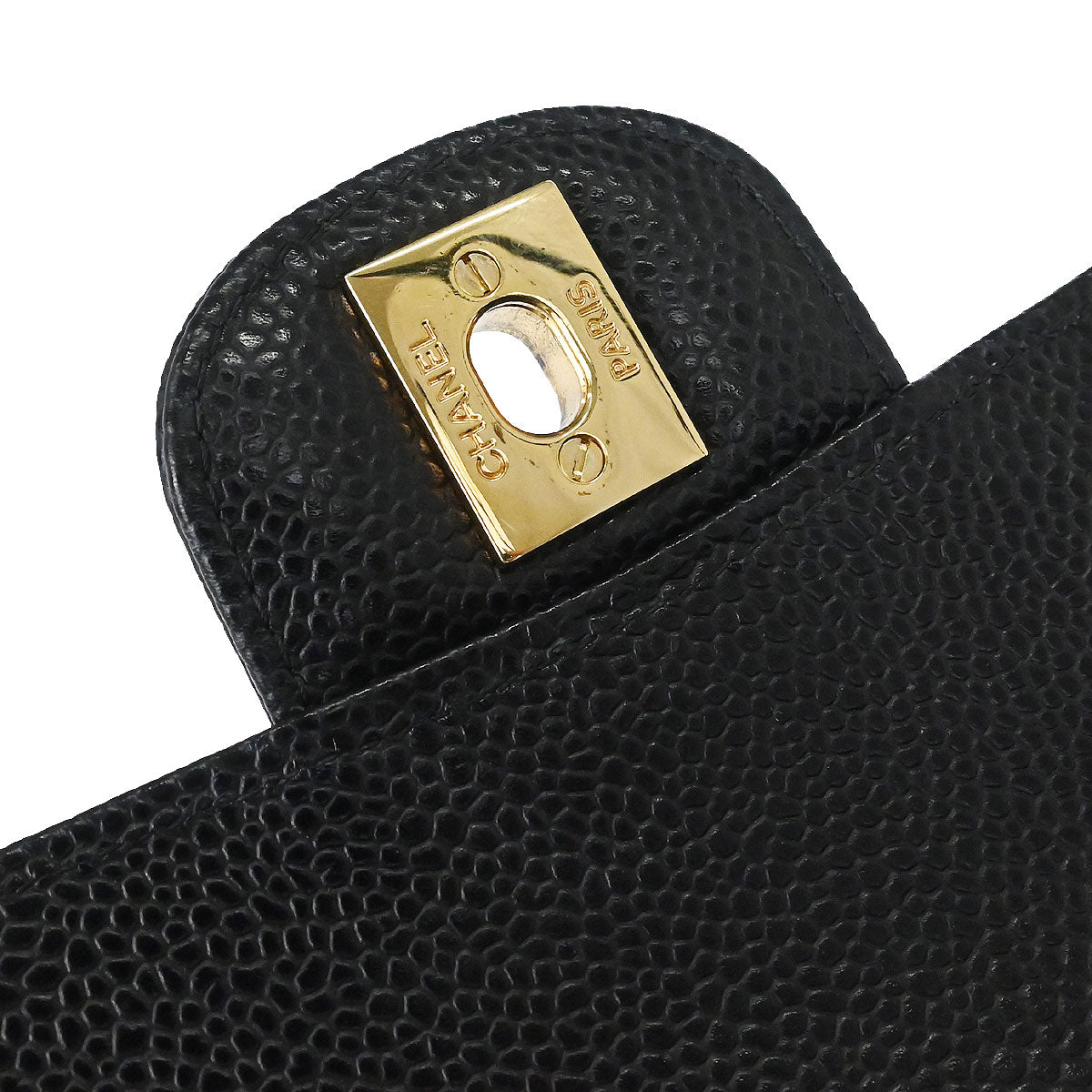 Chanel 2019 Black Caviar Skin Medium Classic Double Flap Shoulder Bag