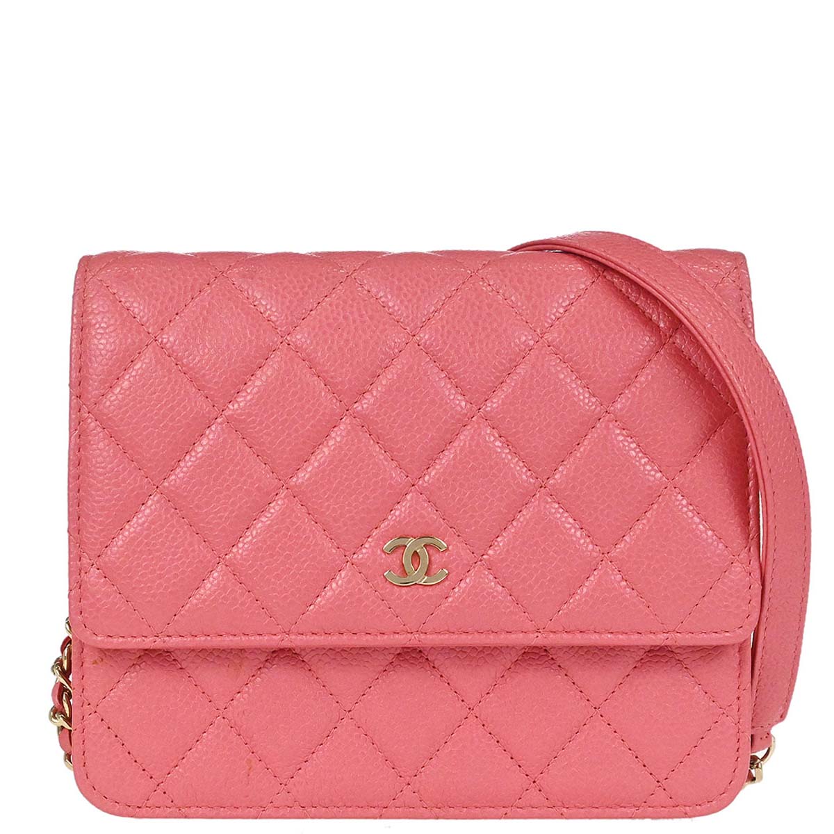 Chanel 2018 Pink Caviar Skin WOC Wallet on Chain Shoulder Bag