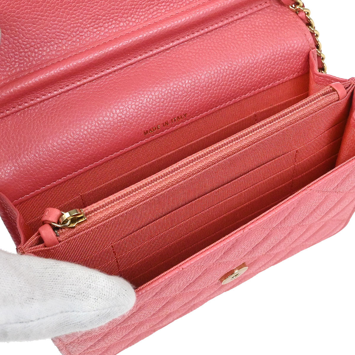 Chanel 2018 Pink Caviar Skin WOC Wallet on Chain Shoulder Bag