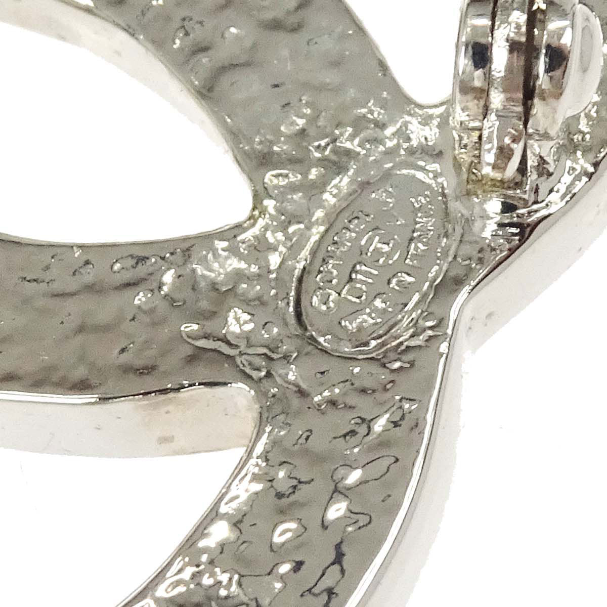 Chanel CC Costume Pearl Brooch Pin Silver D11V