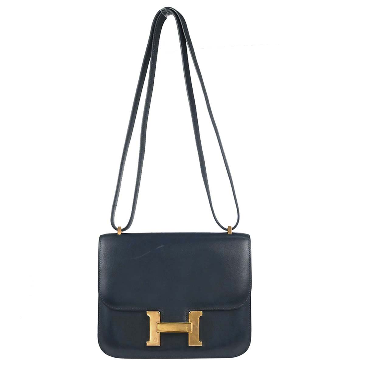 Hermes Navy Box Calf Constance 18 Shoulder Bag